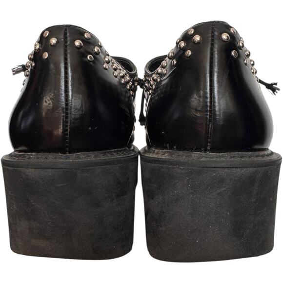 Stuart Weitzman Black Studded Patent Leather Platform Oxfords SW 88216 size 9 - Picture 8 of 16